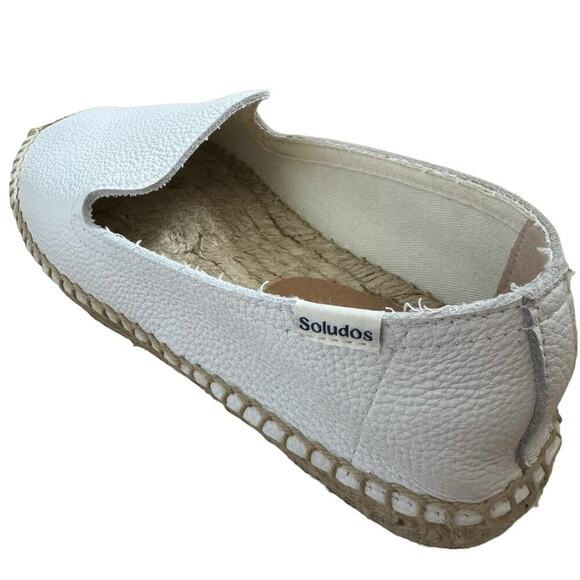 Soludos Upper White Leather Espadrilles Size 6 - Picture 5 of 11